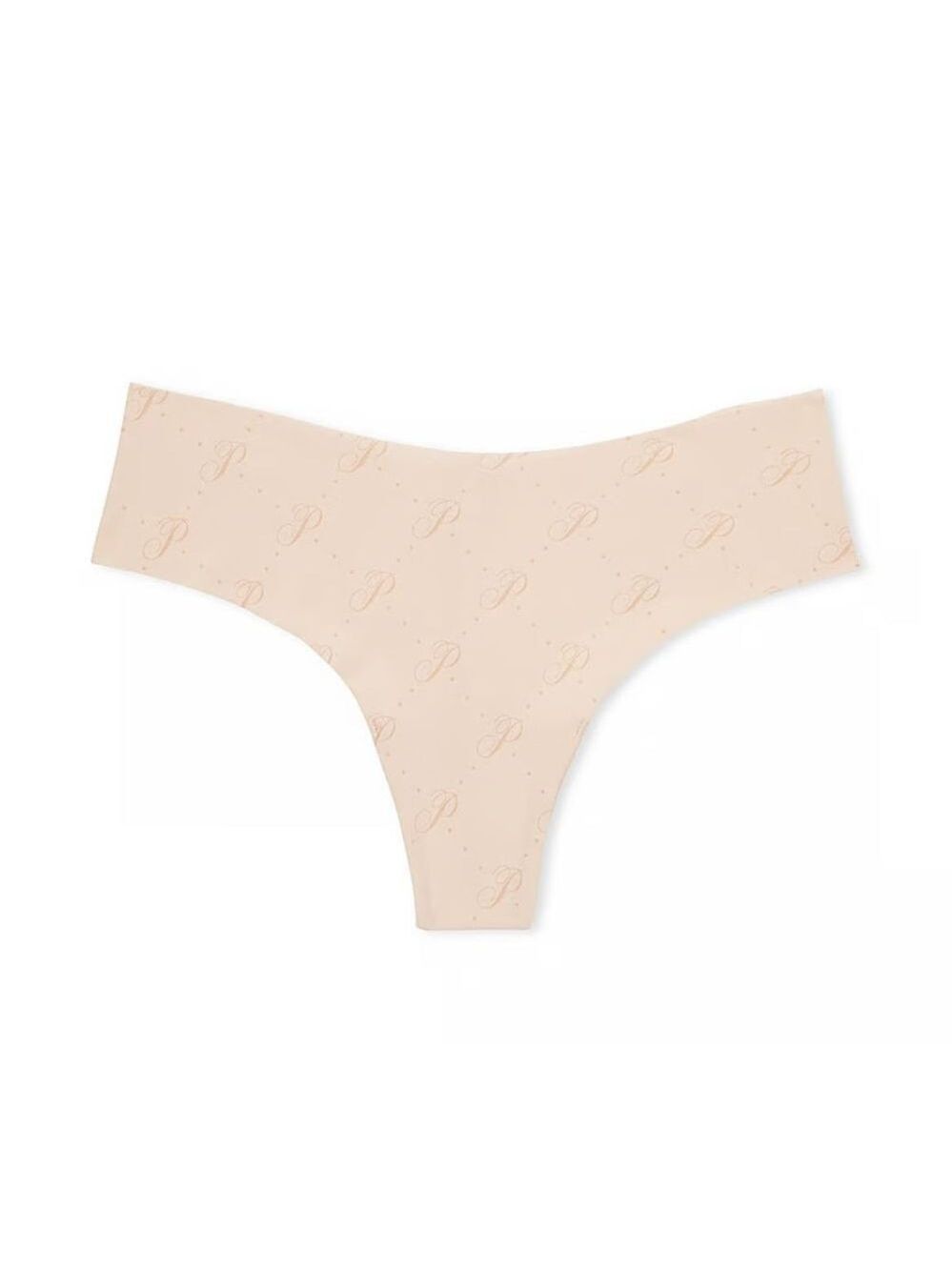 Victoria's Secret pink, no-show, thong panty. Size XL. Tan logo printed made in